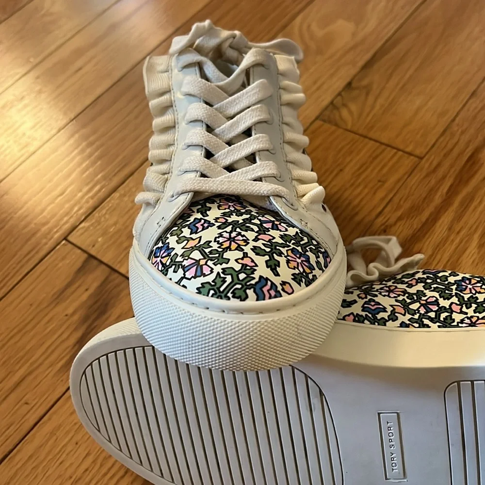 Tory burch Tory Sport floral Ruffle Leather Sneakers shoes